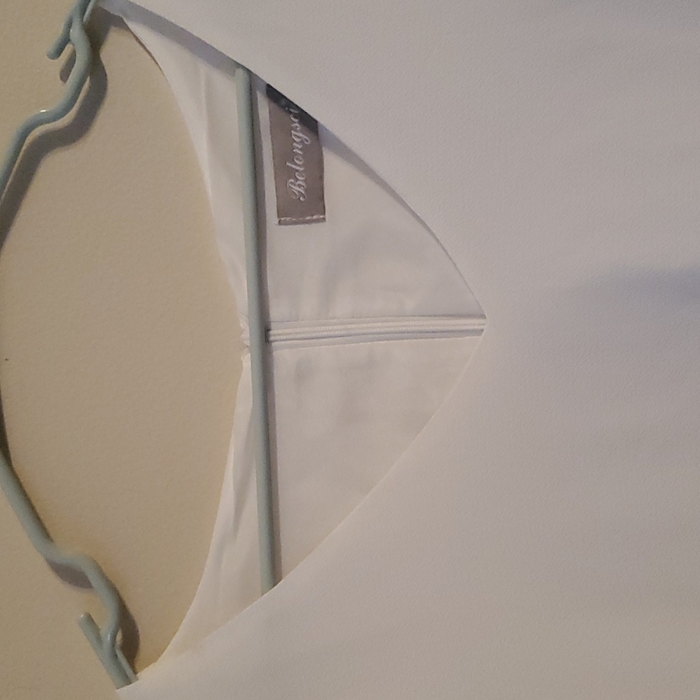 Belongsci white midi  oversized dress with ruffle elbow length sleeves - Picture 3 of 6